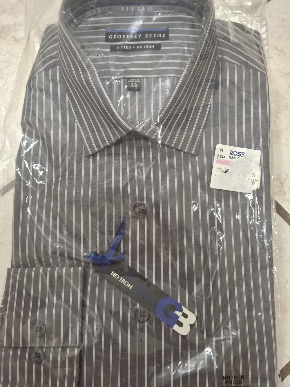 NWT Geoffrey Beene Gray Stripe Dress Shirt